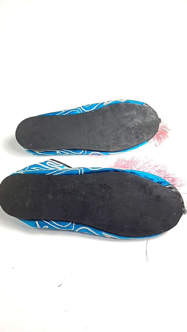 Vintage Embroidered Chinese Opera House Slip-On Shoes Size 40 Blue Multicolor - 3