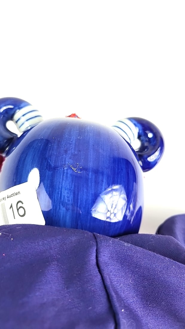 Vintage Asian Doll Blue With Ceramic Head, Costume Red Accents, Decorative Embroidery, Collectibl... - 5