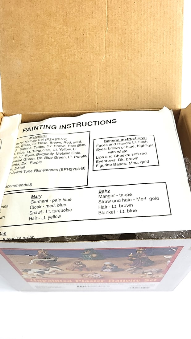 Vintage Wang's Unpainted Plaster Nativity Set 10-Piece Holiday Scene Craft Kit - 4