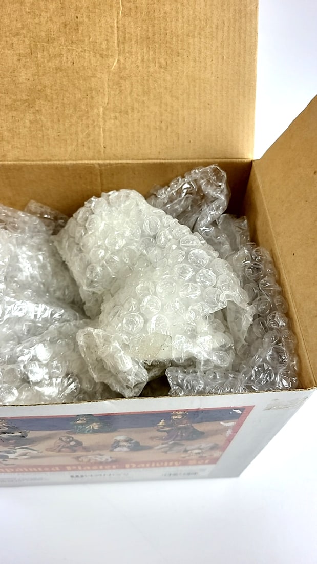 Vintage Wang's Unpainted Plaster Nativity Set 10-Piece Holiday Scene Craft Kit - 5