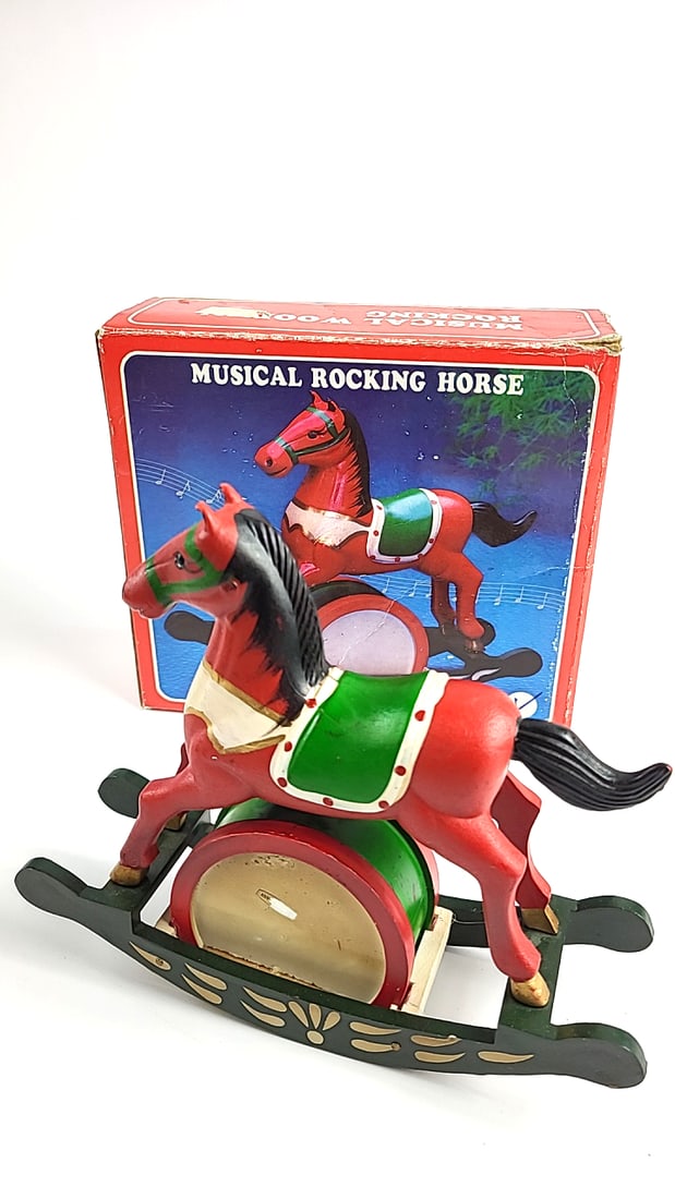 Vintage Musical Rocking Horse Toy Red Green - Classic Children's Gift: This is a general auction of estate goods. All items as as pictured. Local pick up will be on 3/14 at our warehouse in Sodo (3429 Airport Way S) from 10am-1pm. Items not picked up will be subjec