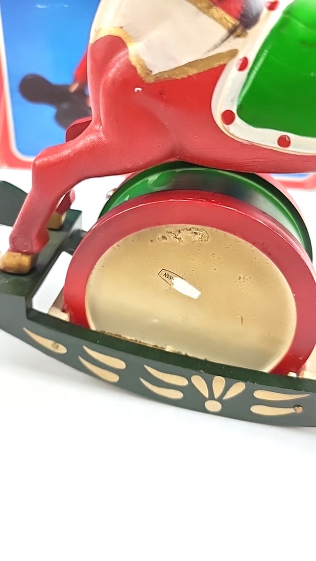 Vintage Musical Rocking Horse Toy Red Green - Classic Children's Gift - 3