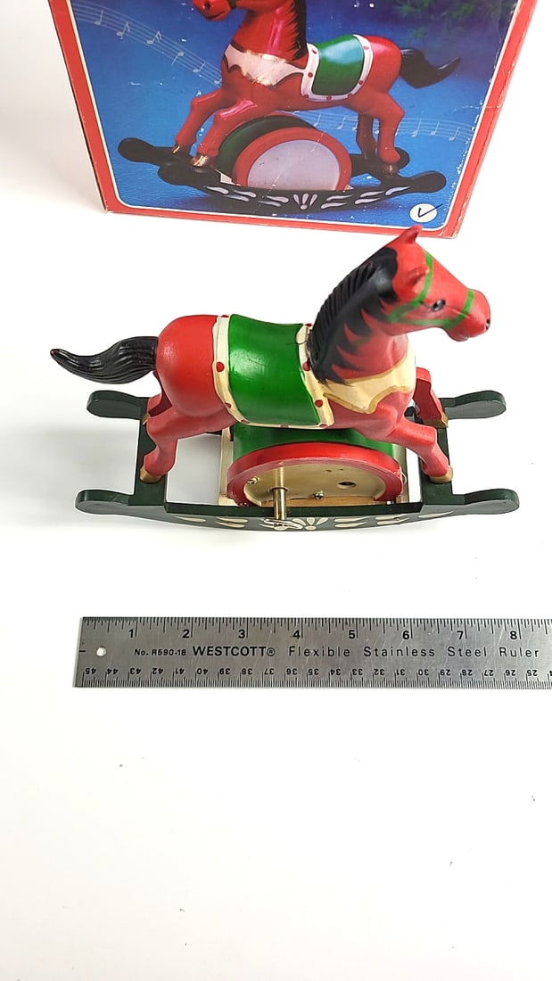 Vintage Musical Rocking Horse Toy Red Green - Classic Children's Gift - 8