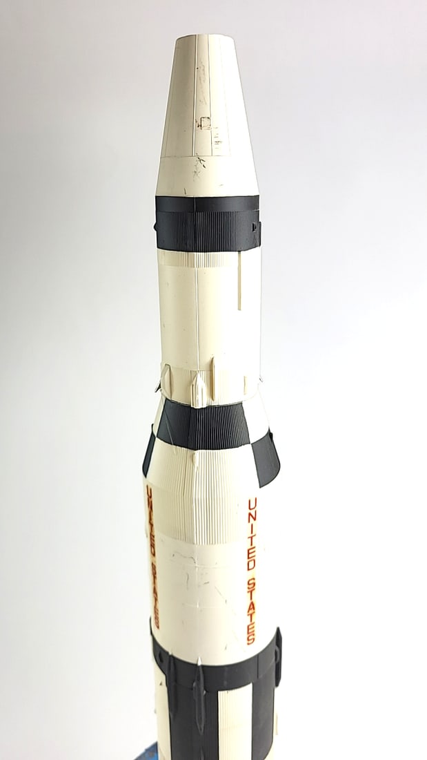 Vintage Tall Plastic Rocket Model United States USA White Black Space Toy Capsule Parts - 3