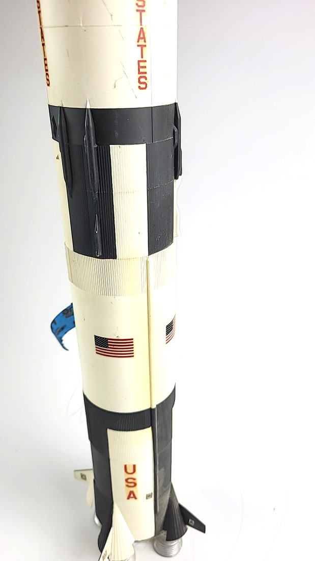 Vintage Tall Plastic Rocket Model United States USA White Black Space Toy Capsule Parts - 4