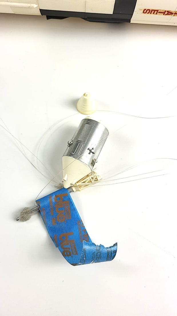 Vintage Tall Plastic Rocket Model United States USA White Black Space Toy Capsule Parts - 6