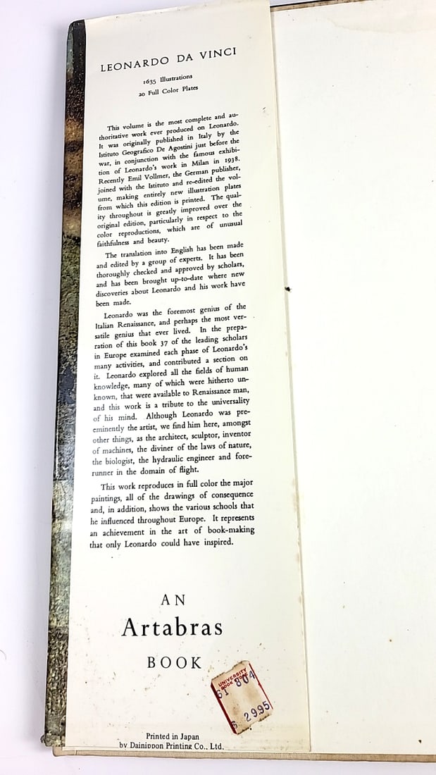 Leonardo Da Vinci Large Art Book 1645 Illustrations Hardcover Complete Works Printed In Japan - 3