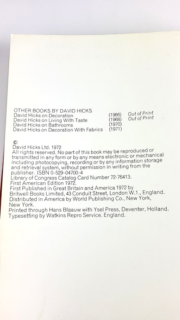 David Hicks on Home Decoration Red Hardcover Book Interior Design Decor 1972 Vintage Edition - 3