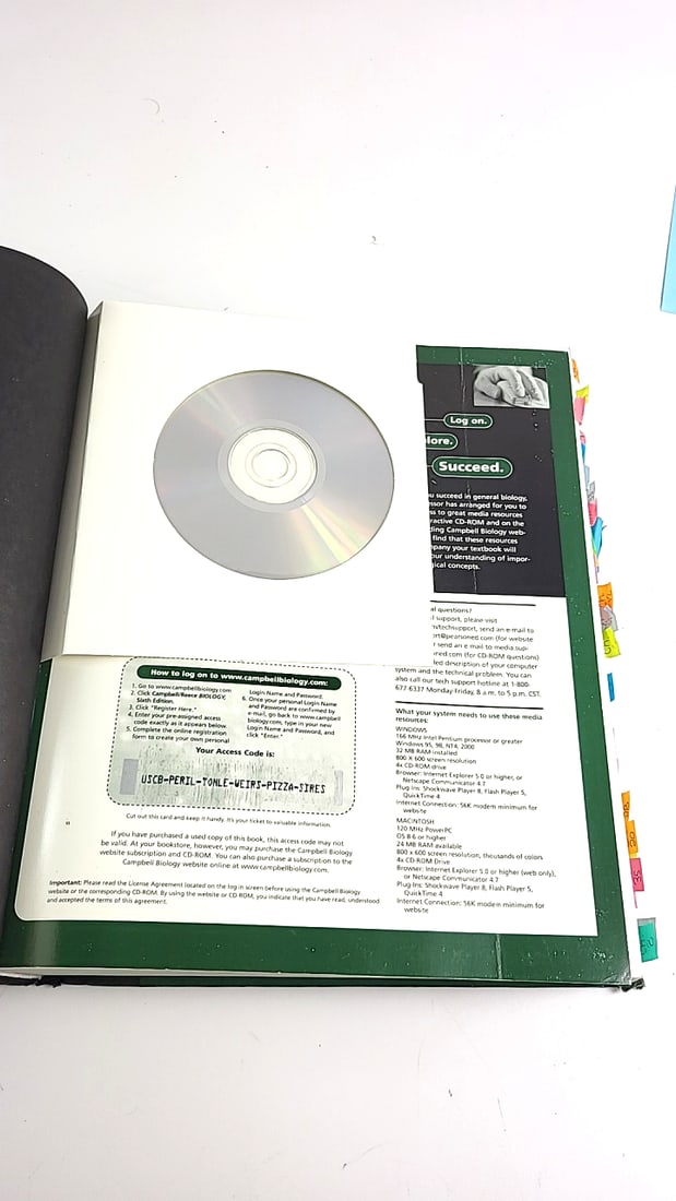 Biology Textbook Sixth Edition Campbell Reece Green Hardcover Science Academic Book - 2