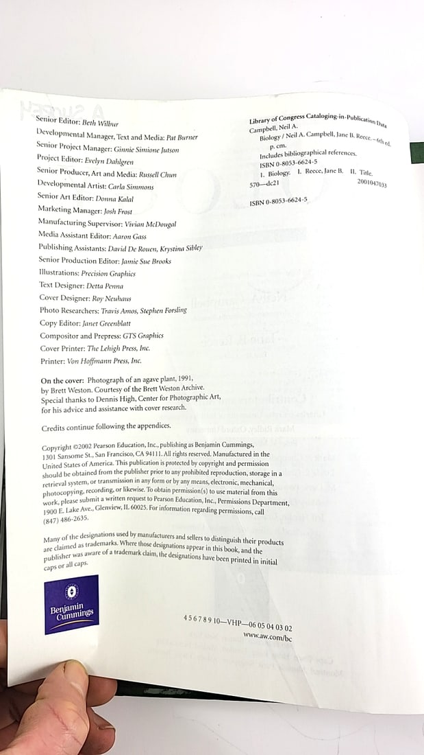 Biology Textbook Sixth Edition Campbell Reece Green Hardcover Science Academic Book - 3