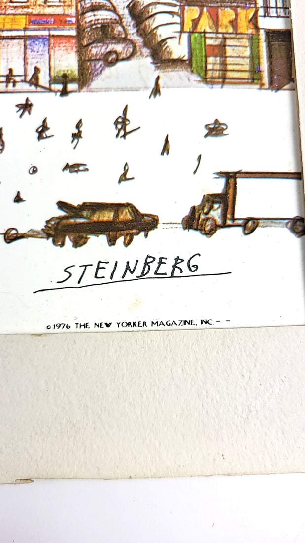 The New Yorker Cover Print by Steinberg, 9th Ave, Hudson River, Pacific Ocean Illustration - 2