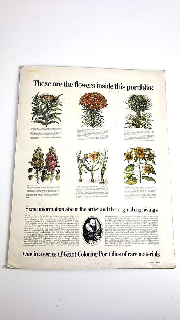 Vintage 1977 Flowers Giant Coloring Portfolio Botanical Engravings Collection 22" x 17" - 10