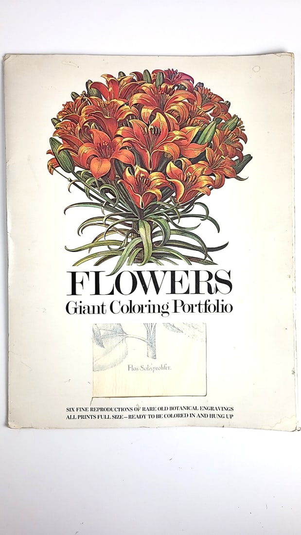 Vintage 1977 Flowers Giant Coloring Portfolio Botanical Engravings Collection 22" x 17": This is a general auction of estate goods. All items as as pictured. Local pick up will be on 3/14 at our warehouse in Sodo (3429 Airport Way S) from 10am-1pm. Items not picked up will be subjec
