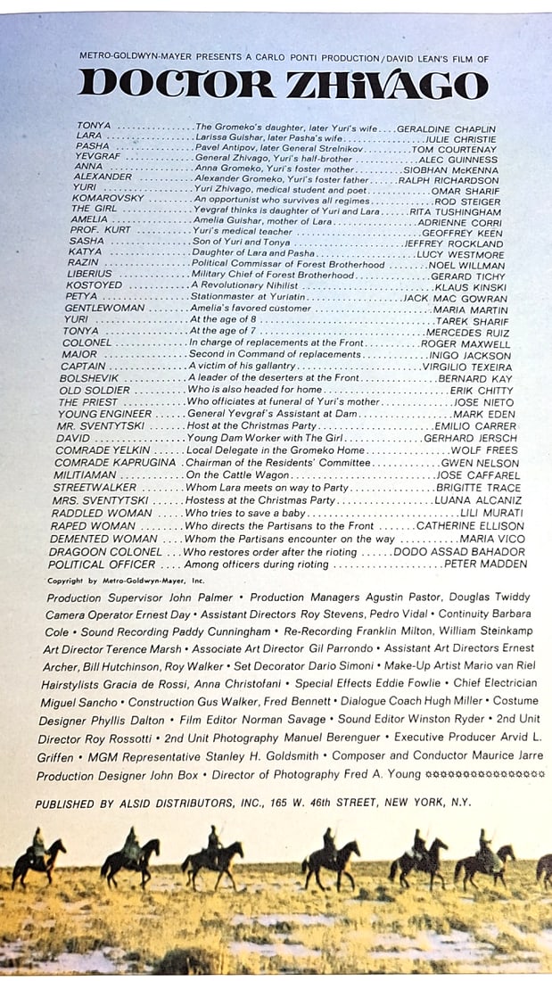 David Lean's Film of Doctor Zhivago Movie Program Booklet, Illustrated Cover - 5