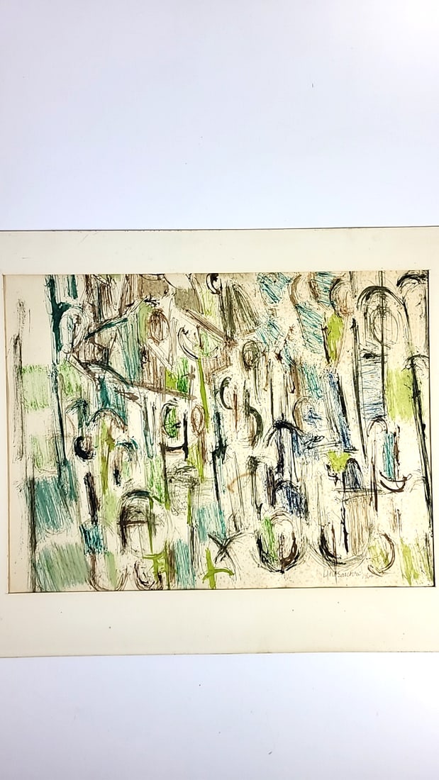 Abstract Artwork Paimting Oil On Paper 30" x 21" Signed By George Kosanovic 1964 ðŸŽ& (1 of 6)
