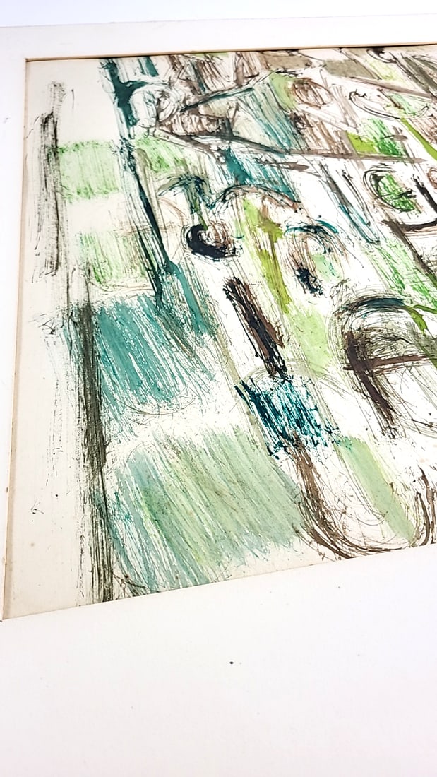 Abstract Artwork Paimting Oil On Paper 30" x 21" Signed By George Kosanovic 1964 ðŸŽ& - 3