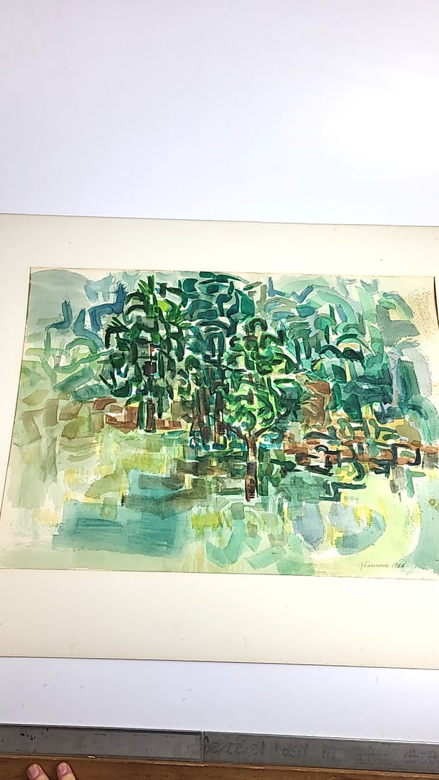 Abstract Artwork Painting Oil On Paper #2 - 38" x 30" Signed By George Kosanovic 1964 ðŸ&# (1 of 6)