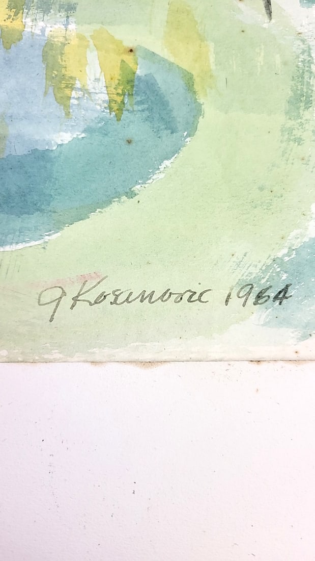 Abstract Artwork Painting Oil On Paper #2 - 38" x 30" Signed By George Kosanovic 1964 ðŸ&# - 2