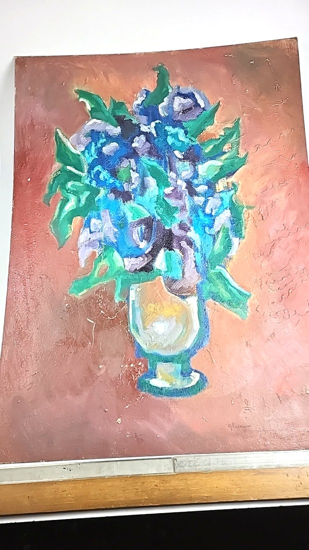 Large Abstract Artwork Painting Textured Oil On Board #2 Signed By George Kosanovic 48" x 34": This is a general auction of estate goods. All items as as pictured. Local pick up will be on 3/14 at our warehouse in Sodo (3429 Airport Way S) from 10am-1pm. Items not picked up will be subjec