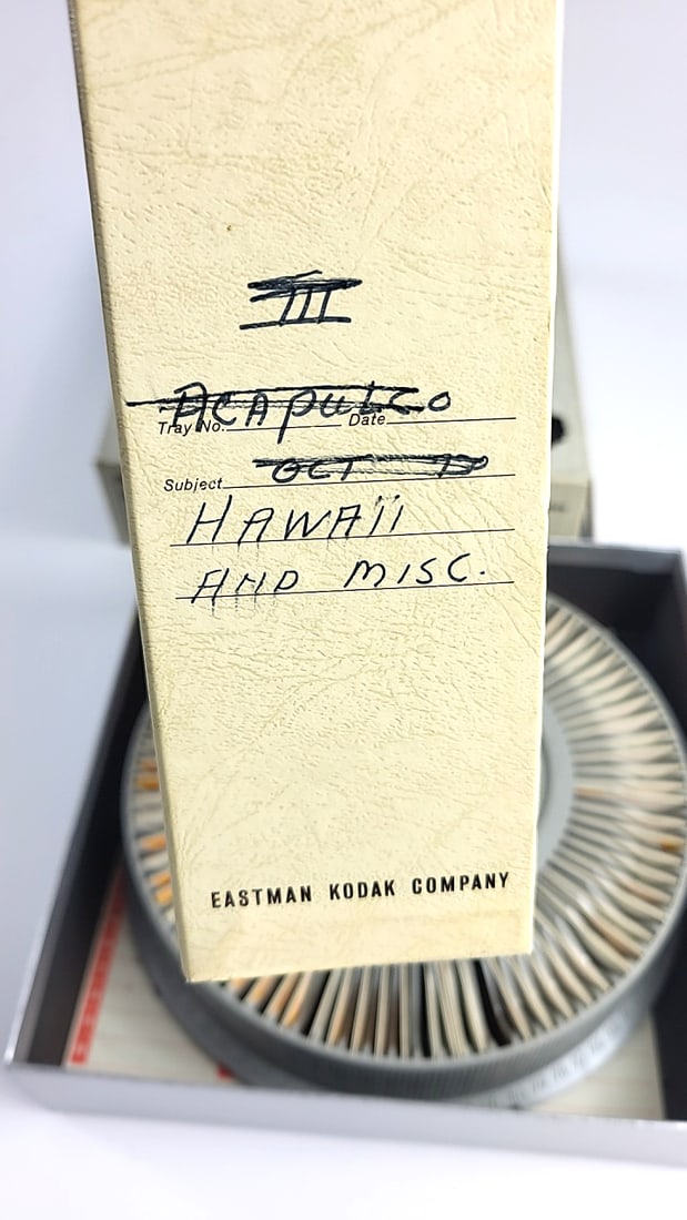 3x Vintage Kodak Carousel Slide Tray Lot - New Zealand 1968, Hawaii, Rhine Cruise Slides See Labels - 5