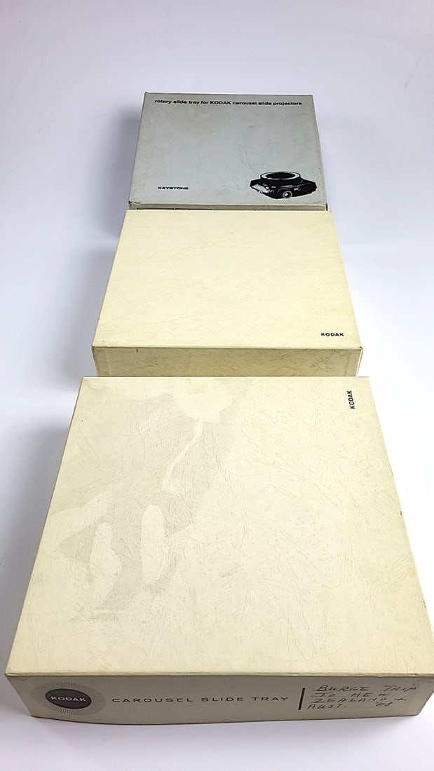 3x Vintage Kodak Carousel Slide Tray Lot - New Zealand 1968, Hawaii, Rhine Cruise Slides See Labels - 9