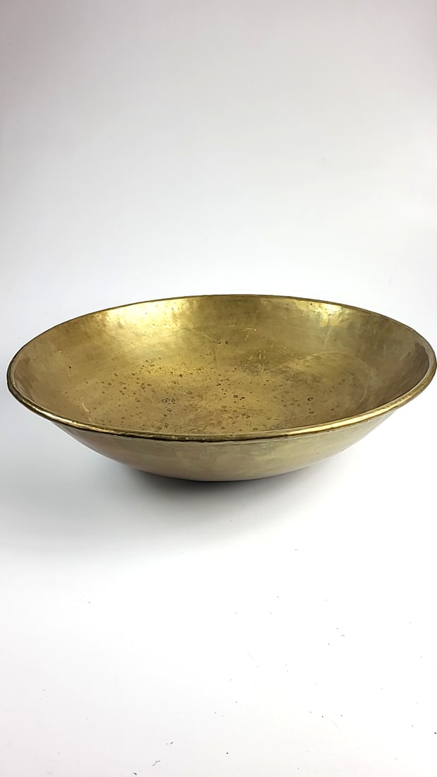 Vintage Large Brass Metal Bowl - Golden Dish Decorative Ornament Retro Style Home Decor (1 of 5)