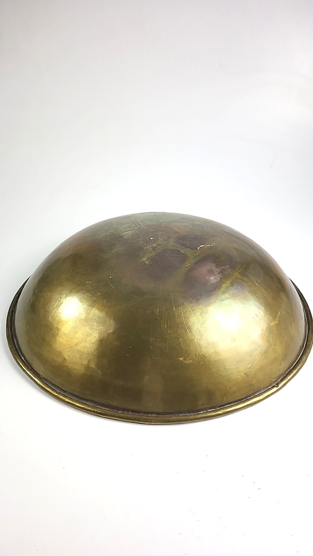 Vintage Large Brass Metal Bowl - Golden Dish Decorative Ornament Retro Style Home Decor - 5