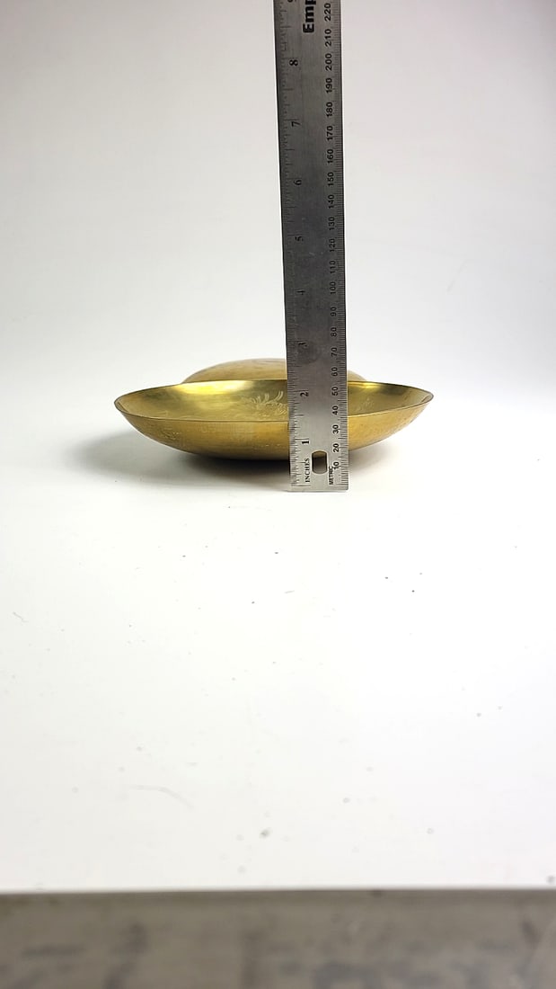 Vintage Pair Of 8" Brass Bowls with Dragon Design Engraving Antique Decor Asian Art Made In China... - 5