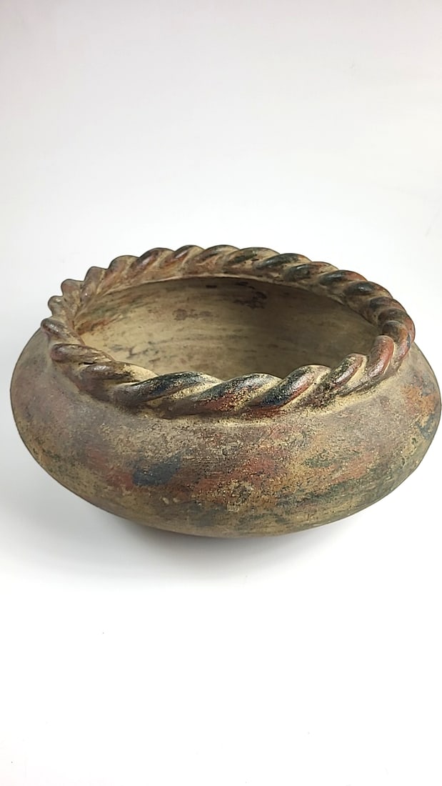 Vintage Ceramic Pottery - Fruit Bowl with Twisted Rim Design - 16" (1 of 6)