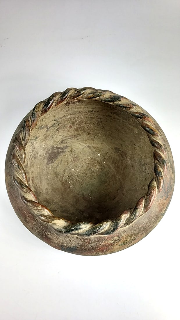 Vintage Ceramic Pottery - Fruit Bowl with Twisted Rim Design - 16" - 2