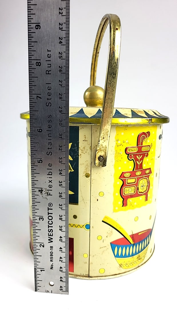 Vintage Baret Ware - Art Grace - "Homestead Biscuit Barrel" Made In England Decorative Metal Tin ... - 5