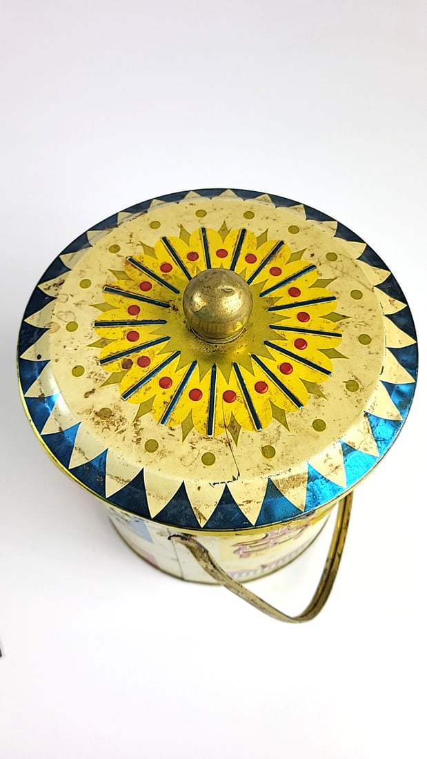 Vintage Baret Ware - Art Grace - "Homestead Biscuit Barrel" Made In England Decorative Metal Tin ... - 6