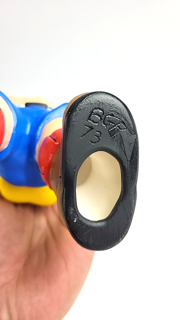 Vintage Ceramic 1973 Boy Figurine with Walking Stick Blue Shorts Hat Red Ladybug Detail Collectible - 6