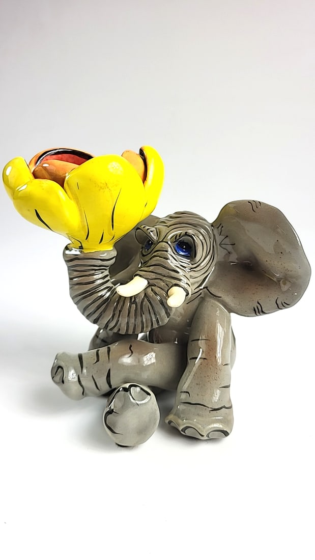 Vintage Swak Ceramic Elephant Figurine Ceramic (Looks New) Handcrafted With Artist Signature - See (1 of 9)