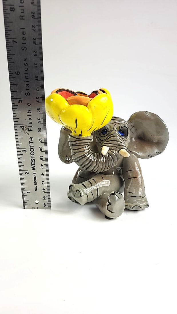 Vintage Swak Ceramic Elephant Figurine Ceramic (Looks New) Handcrafted With Artist Signature - See - 9