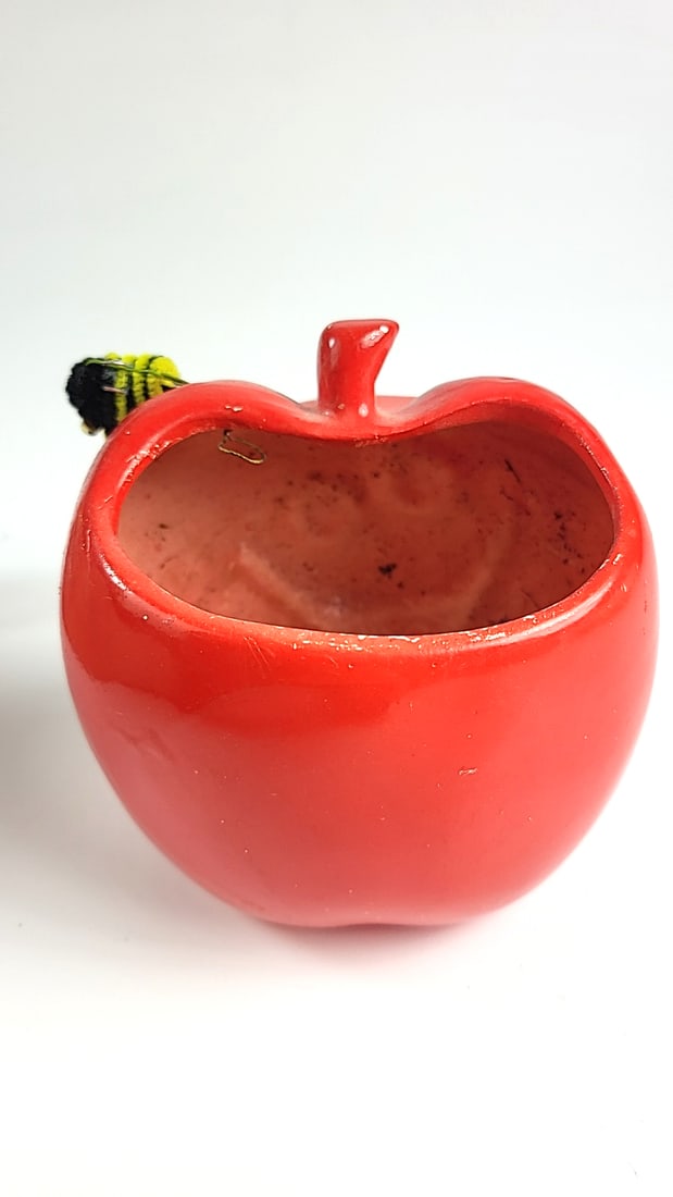 Vintage Ruebens Originals Red Ceramic Smiling Apple Plant Pot with Bee Detail, Decorative Collect... - 3