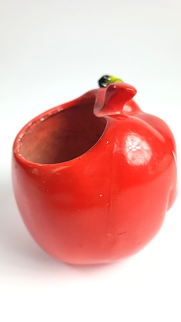 Vintage Ruebens Originals Red Ceramic Smiling Apple Plant Pot with Bee Detail, Decorative Collect... - 4