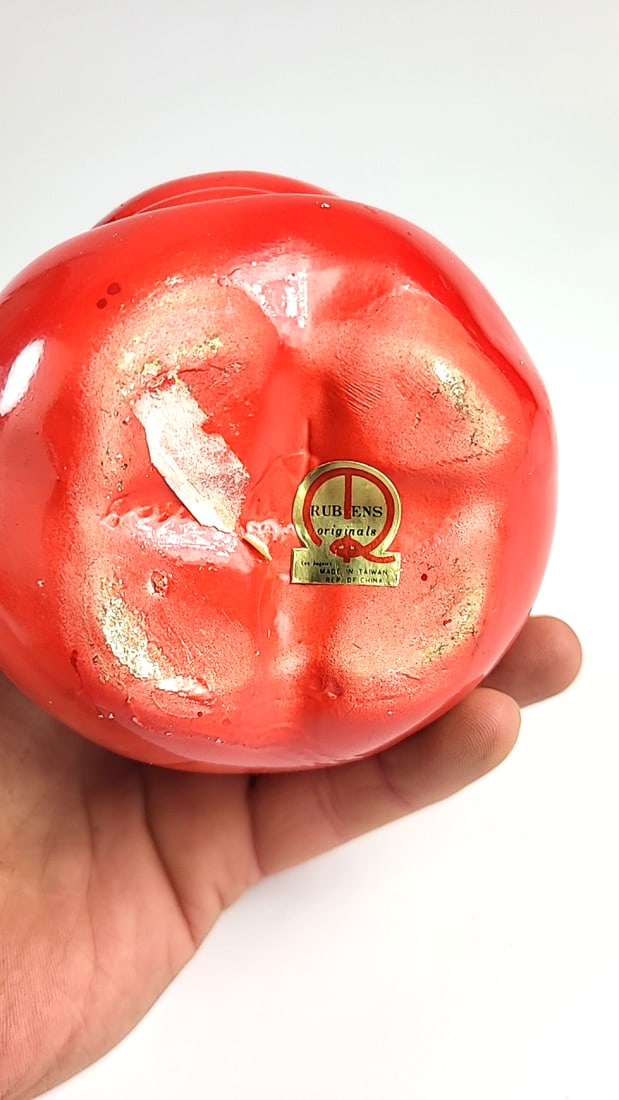 Vintage Ruebens Originals Red Ceramic Smiling Apple Plant Pot with Bee Detail, Decorative Collect... - 6