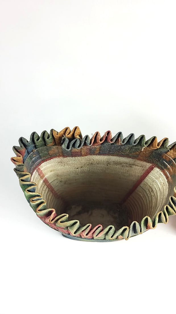 Vintage 1993 Longaberger Baskets Handwoven Plant Basket with Multicolor Liner & Decorative Cloth ... - 5
