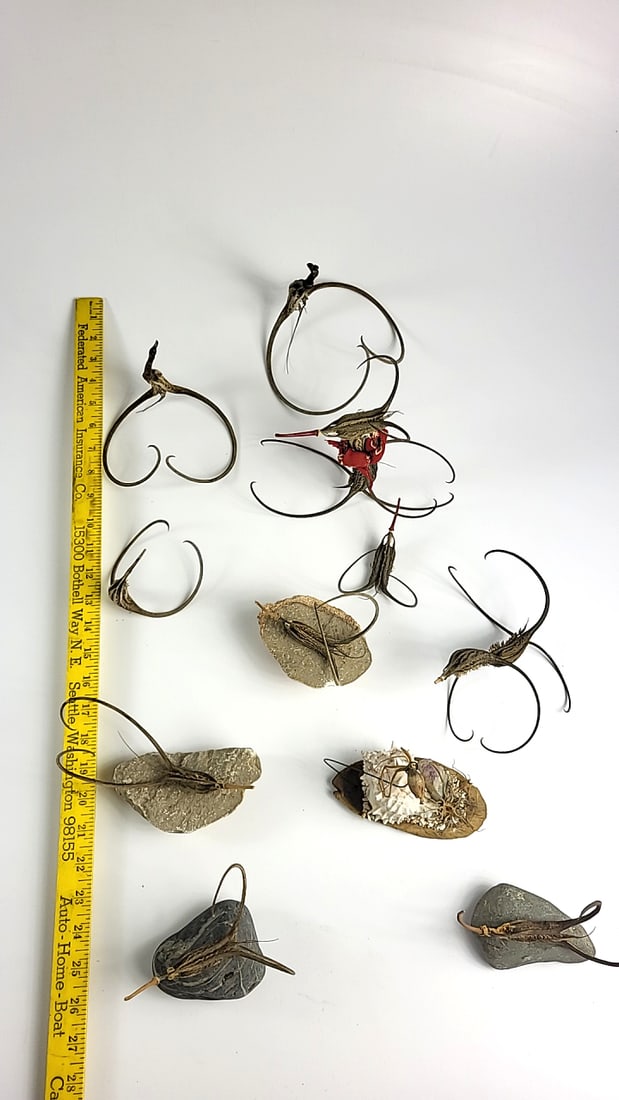 Vintage Handcrafted Driftwood and Stone Sculptures Set - Squid? - Unique Art Decor - 10