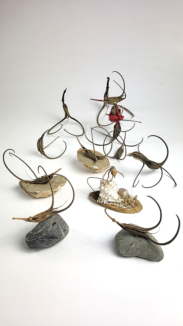 Vintage Handcrafted Driftwood and Stone Sculptures Set - Squid? - Unique Art Decor: This is a general auction of estate goods. All items as as pictured. Local pick up will be on 3/14 at our warehouse in Sodo (3429 Airport Way S) from 10am-1pm. Items not picked up will be subjec