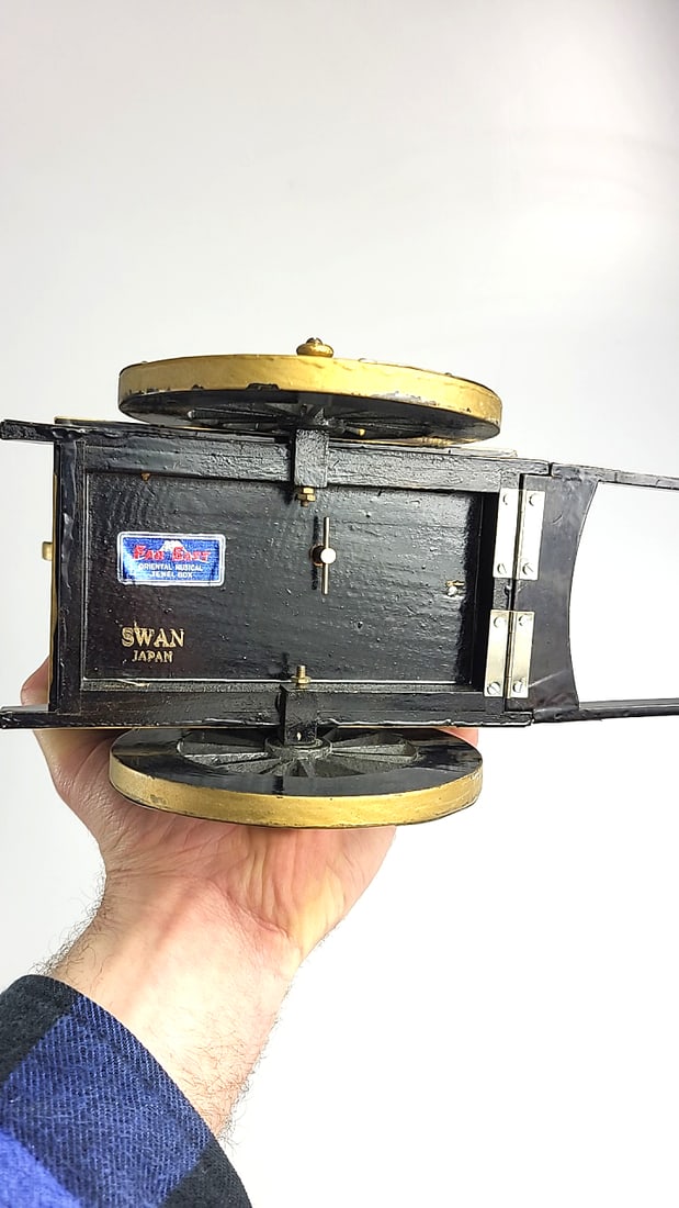Vintage FAR EAST Oriental Musical Jewel Box - SWAN Japan - Hand-Pulled Cart Model with Tassels - 8