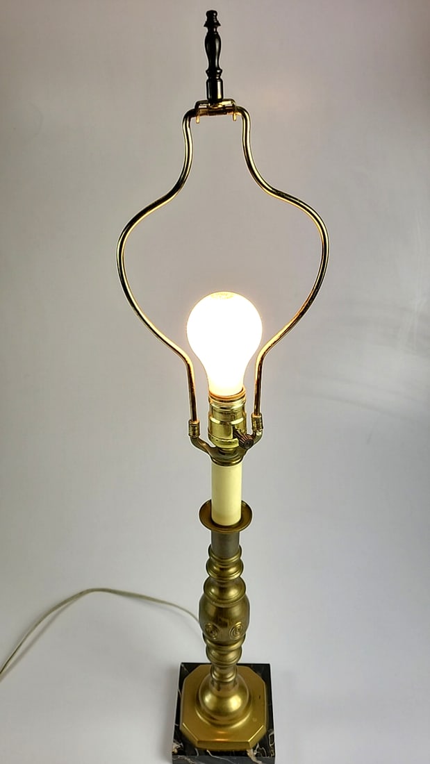 Vintage Leviton Brass Lamp with Harp and Finial, Marble Base, Classic Design - ðŸ’&# (1 of 8)