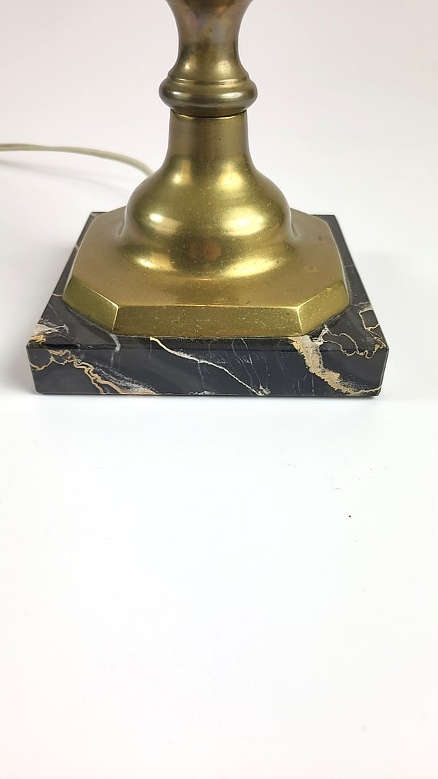 Vintage Leviton Brass Lamp with Harp and Finial, Marble Base, Classic Design - ðŸ’&# - 2