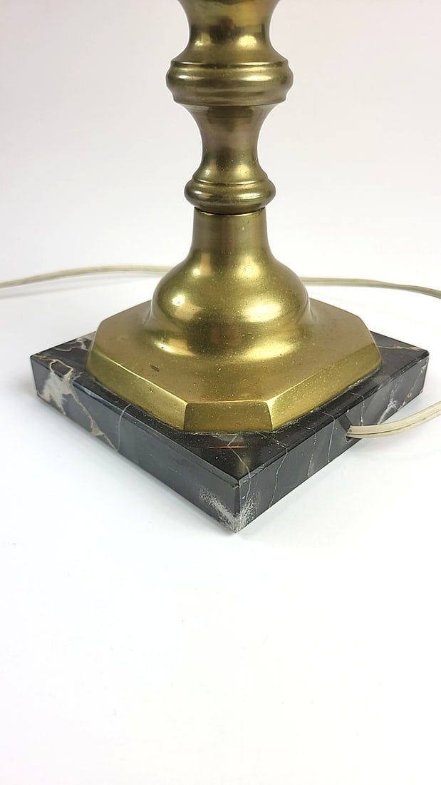 Vintage Leviton Brass Lamp with Harp and Finial, Marble Base, Classic Design - ðŸ’&# - 5