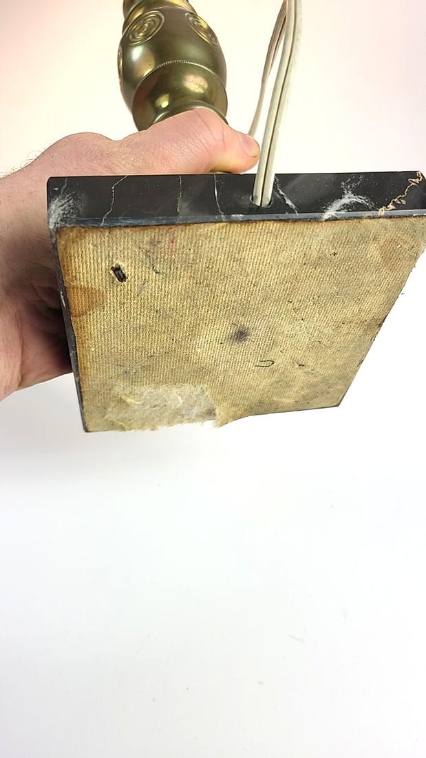 Vintage Leviton Brass Lamp with Harp and Finial, Marble Base, Classic Design - ðŸ’&# - 6