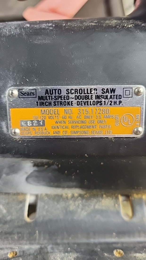 Vintage Sears Roebuck Auto Scroller Saw 315.17280 Multi-Speed Double Insulated 1/2 HP UL Listed W... (1 of 14)