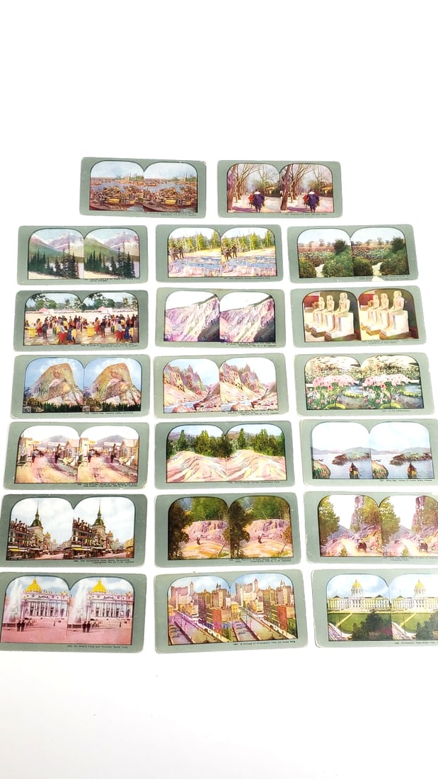 Antique Stereoscope Cards Collection Various Scenes: Wonderful collection of hobby items including a large stamp collection, lots of model trains and accessories, 1000’s of TCG including Magic the Gathering and Pokemon, and other collectibles from