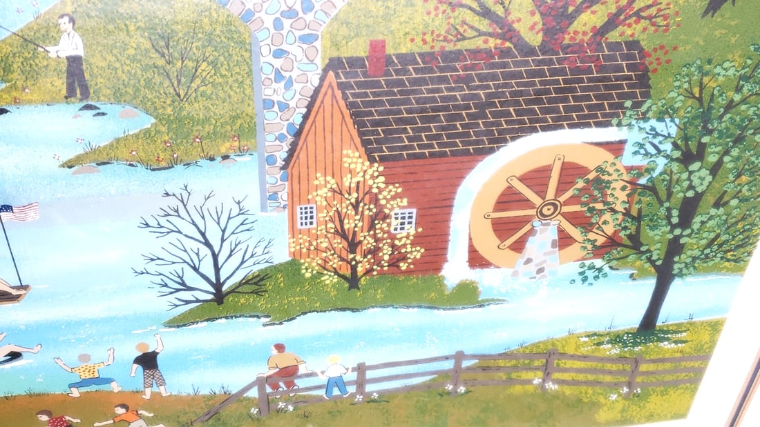 "A Perfect Day" By Wooster Scott - Color Serigraph #630 Hand Signed 38" x 32" Framed Wood- Glass - 4
