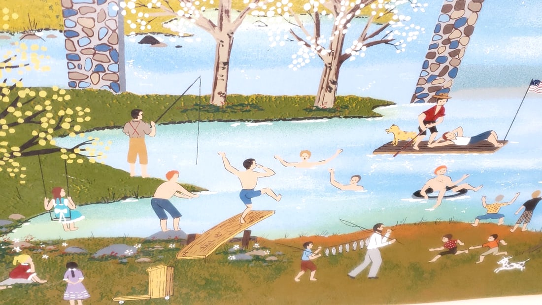 "A Perfect Day" By Wooster Scott - Color Serigraph #630 Hand Signed 38" x 32" Framed Wood- Glass - 6